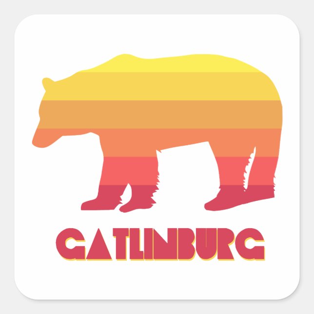 Gatlinburg Tennessee Rainbow Bear Square Sticker (Front)