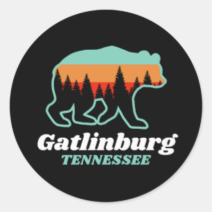 Gatlinburg Tennessee TN Cool Bear Retro Vintage  Classic Round Sticker