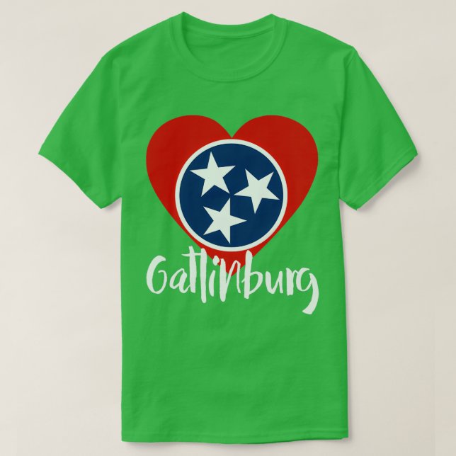 Gatlinburg Tennessee TN Heart Shaped State Flag T-Shirt (Design Front)