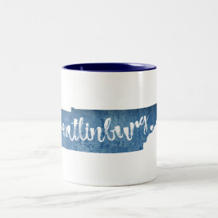 Gatlinburg Tennessee Wood Grain Two-Tone Coffee Mug