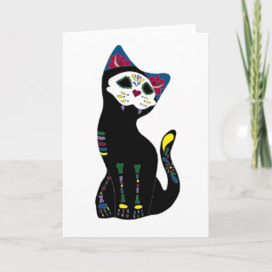 'Gato Muerto' Dia De Los Muertos Cat Card