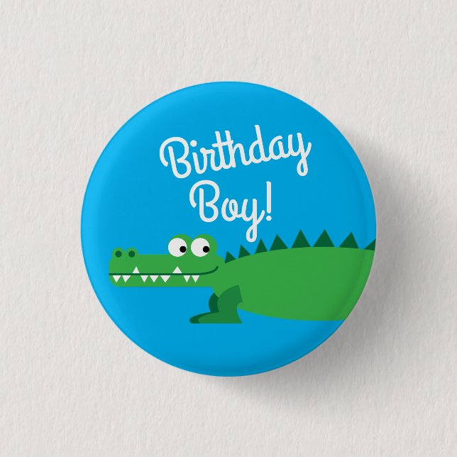 Gator Alligator Crocodile Kids 1st Birthday Party 3 Cm Round Badge (Front)