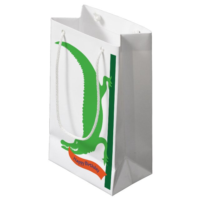 Gator Birthday Small Gift Bag (Front Angled)