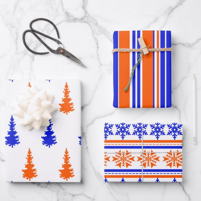 Gator Blue and Orange 3-Pack Wrapping Paper  (Front)