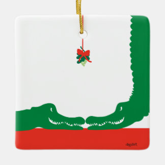 Gator Christmas Kiss Ceramic Ornament