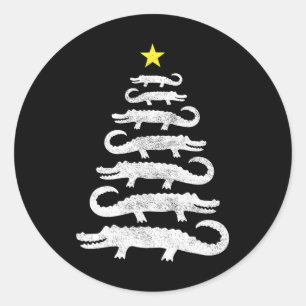 Gator Christmas Tree Wild Alligator Xmas Funny A Classic Round Sticker