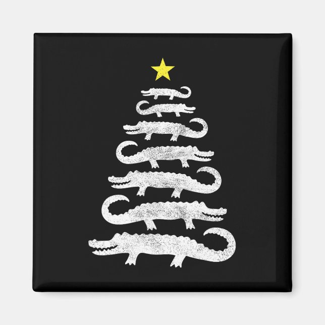 Gator Christmas Tree Wild Alligator Xmas Funny A  Magnet (Front)