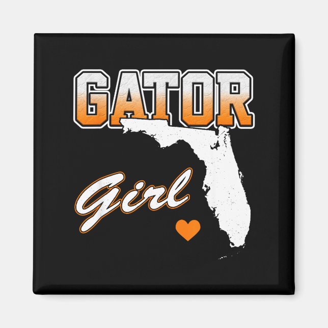 Gator Girl Florida Heart Map Souvenir Gift For Wom Magnet (Front)