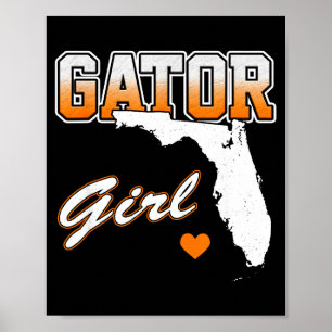 Gator Girl Florida Heart Map Souvenir Gift For Wom Poster