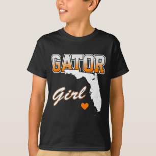 Gator Girl Florida Heart Map Souvenir Gift For Wom T-Shirt