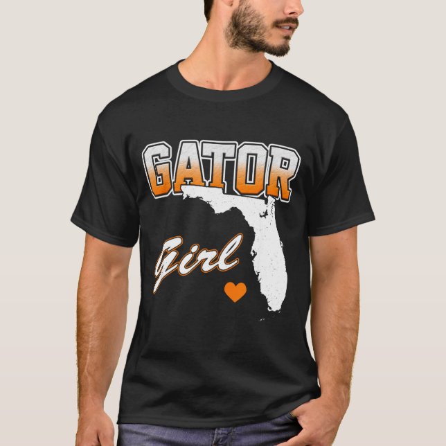 Gator Girl Florida Heart Map Souvenir Gift For Wom T-Shirt (Front)