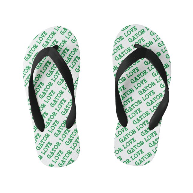 Gator Love Green Tiled Beach Flip Flops (Footbed)