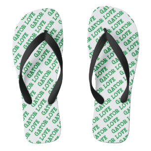 Gator Love Green Tiled Beach Flip Flops