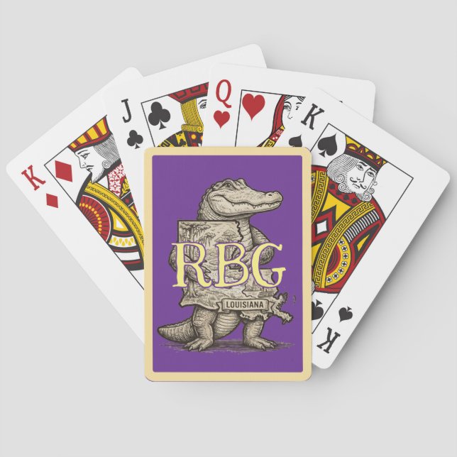 Gator Love Louisiana Playing Cards Monogrammed (Back)