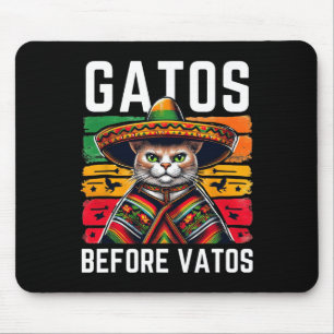 Gatos Before Vatos Funny Cat Mexican Cat Poncho Fi Mouse Pad