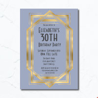 Gatsby 1920s Art Deco Blue | Gold 30th Birthday