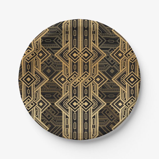 Gatsby 1920s Art deco geometric theme party Paper Plate (Front)