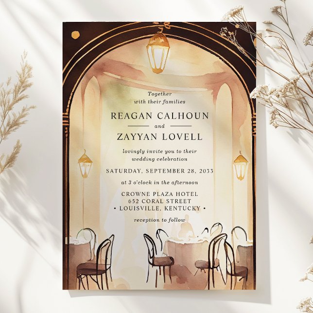 Gatsby 1920s Glamour Archway Watercolor Wedding Invitation (Creator Uploaded)