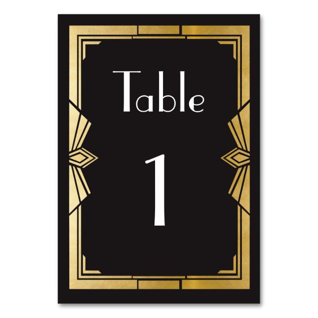 Gatsby 1920's Roaring 20s Table Number Wedding (Front)