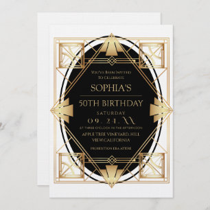 Gatsby Art Deco 50th Birthday Party Invitation