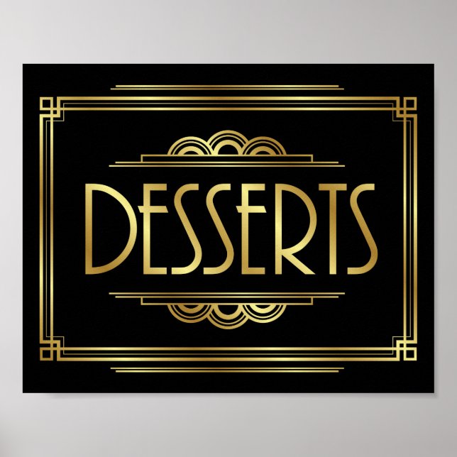 Gatsby Art Deco DESSERTS Sign Print (Front)