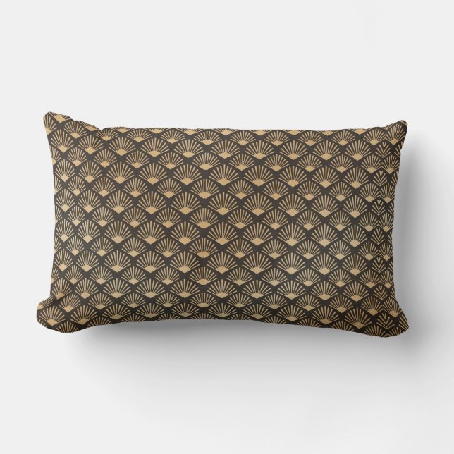 Gatsby Art Deco Fan Pattern Luxe Accent Lumbar Cushion (Front)