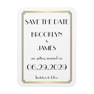 Gatsby Art Deco Gold Wedding Save The Date Magnet