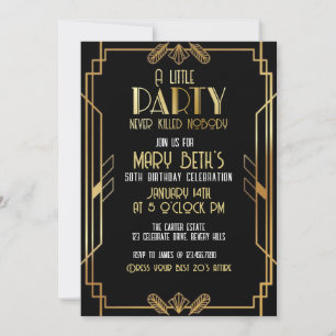 Gatsby, Art Deco, murder mystery, Soirees Invitation
