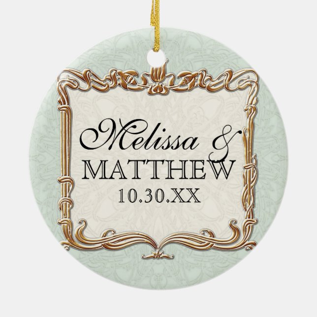 Gatsby Art Deco Nouveau Lace Faux Gold Tulip Ceramic Tree Decoration (Back)