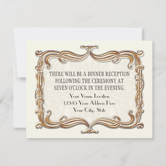 Gatsby Art Deco Nouveau Lace Faux Gold Tulip Invitation (Front)