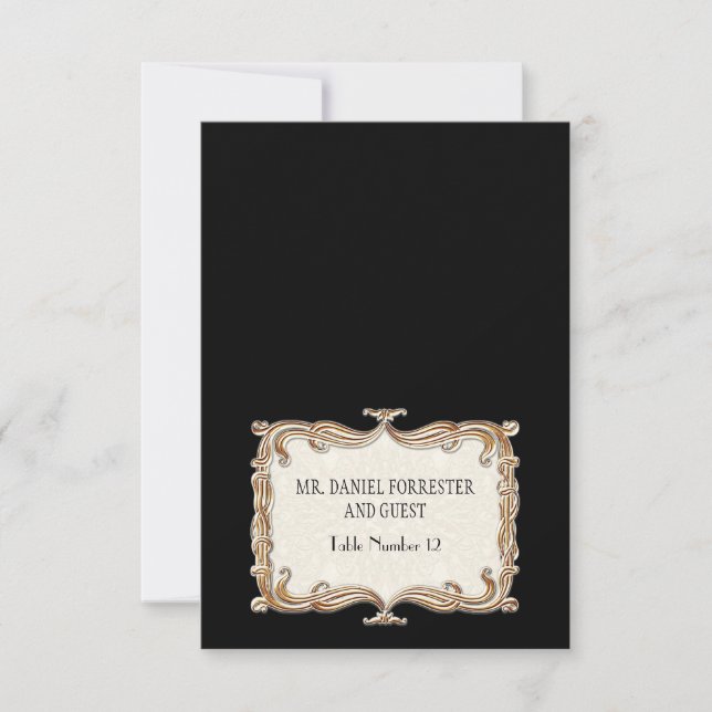 Gatsby Art Deco Nouveau Lace Faux Gold Tulip Invitation (Front)