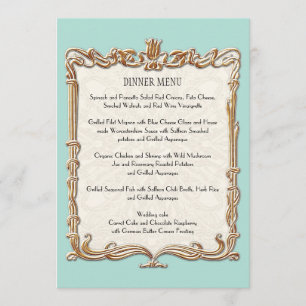 Gatsby Art Deco Nouveau Lace Faux Gold Tulip Menu