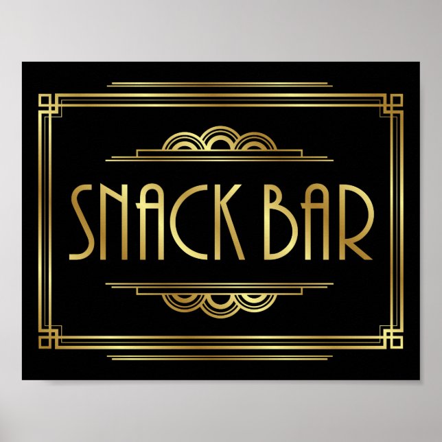 Gatsby Art Deco SNACK BAR Sign Print (Front)