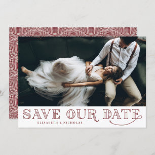 Gatsby Art Deco Typography Red Save the Date