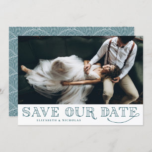 Gatsby Art Deco Typography Teal Save the Date