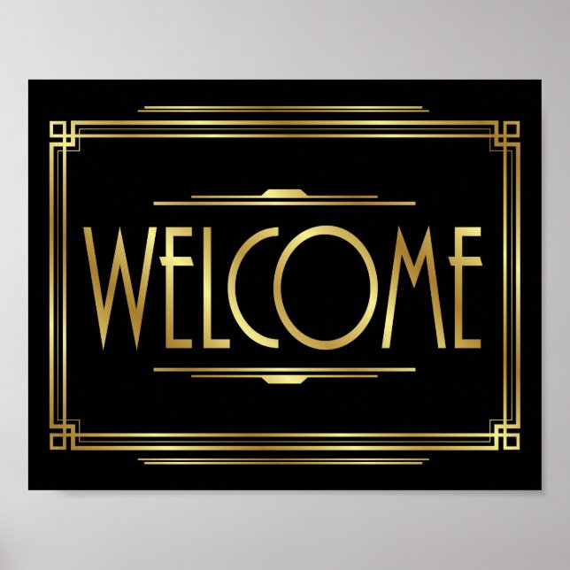 Gatsby Art Deco WELCOME Sign Print (Front)