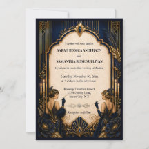 Gatsby flapper blue gold wedding 1920's