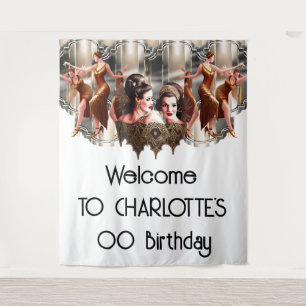 Gatsby flapper dancers 1920's metallic backdrop tapestry