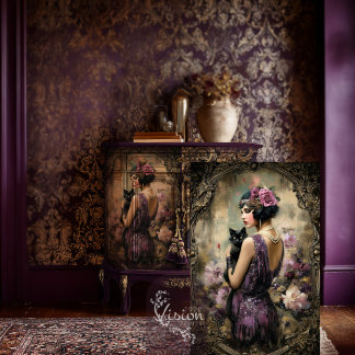 Gatsby Flapper Lady Cat Vintage Decoupage Print Tissue Paper