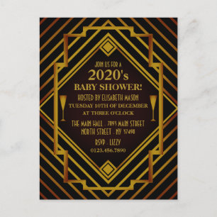 Gatsby Gold 2020's Baby Shower Invitation Postcard
