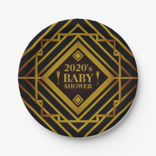 Gatsby Gold 2020's Baby Shower Paper Plate