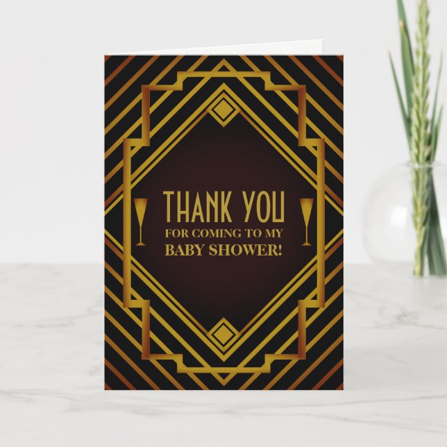 Gatsby Gold 2020's Baby Shower Thank You Card (Front)