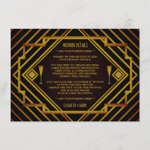 Gatsby Gold 2020's Wedding Detail Enclosure Card