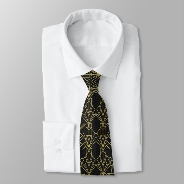 Gatsby Gold Art Deco  Tie (Tied)
