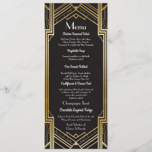 Gatsby Menu Wedding Reception 1920's Art Deco