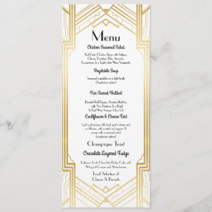 Gatsby Menu Wedding Reception 1920's Art Deco