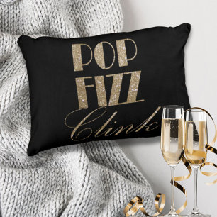 Gatsby party Gold and Black Pop Fizz Clink Decorative Cushion