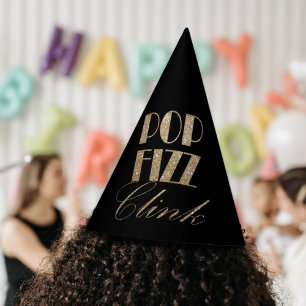 Gatsby party Gold and Black Pop Fizz Clink Party Hat