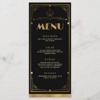 Gatsby Roaring 20s Art Deco Menu Card