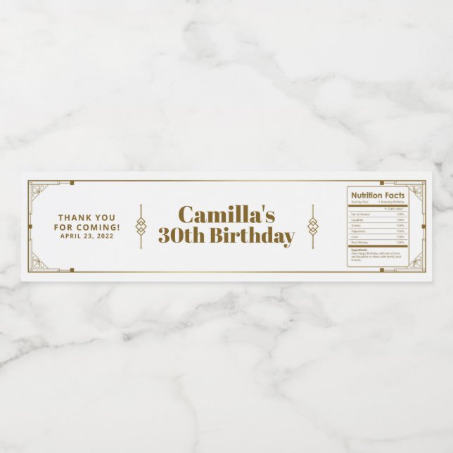 Gatsby Roaring 20s Art Deco Thank You Water Bottle Label (Single Label)